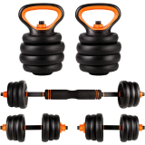 CCLIFE Mancuernas Ajustables Pesas y con Kettlebells y pesas rusas, Pesas Barra y Discos 20 kg 30kg 40kg Juego Pesas 2en1, Barra Conexion para Mancuernas Ajustable